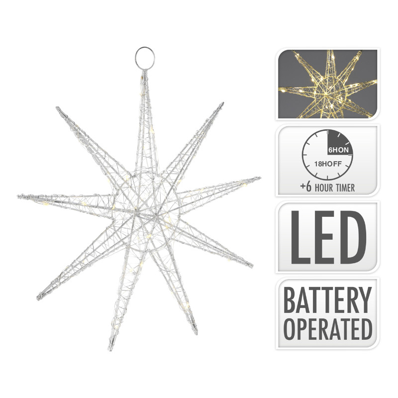 Xmas Snowflake Hanging Decoration 50 Micro Warm White LEDS 50x50CM- Prices Coming Soon photo