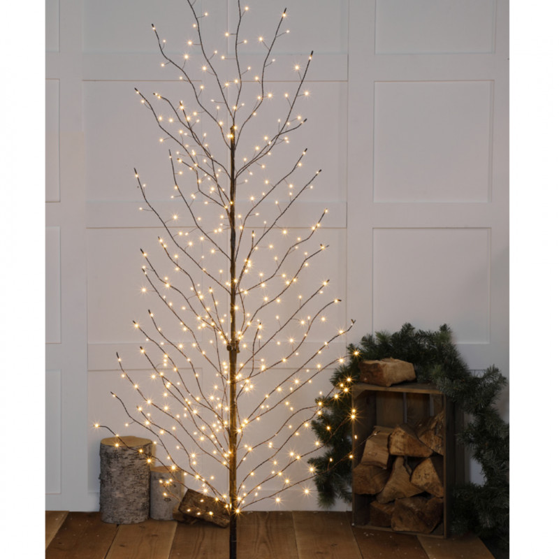 1.2M ANTIQUE WHITE LED WISPY BLACK TREE 108 LEDS photo