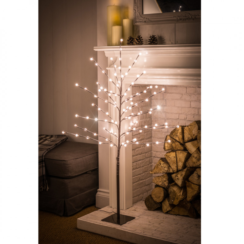 1.2 WARM WHITE FLOCKED BERRY TREE - 108 LEDS