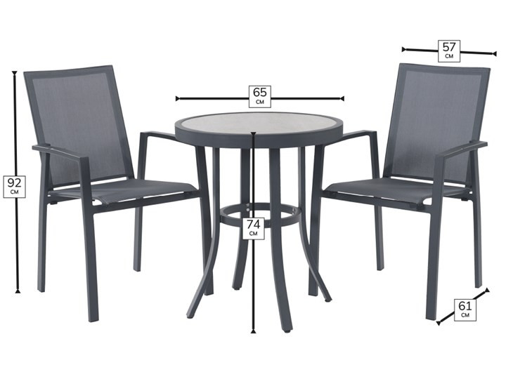 Seville Textilene Round Bistro Table Set with 2 Armchairs photo