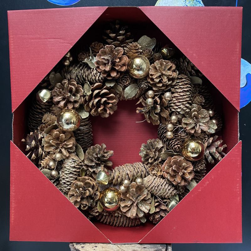 Brown Artificial Pine Cone Christmas Wreath photo