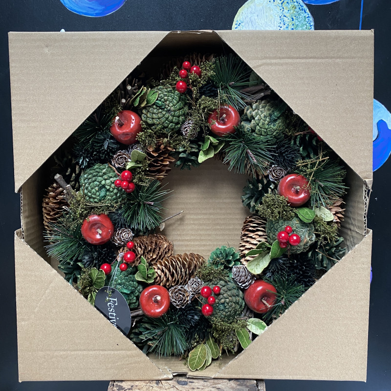 Green Artificial Christmas Wreath photo