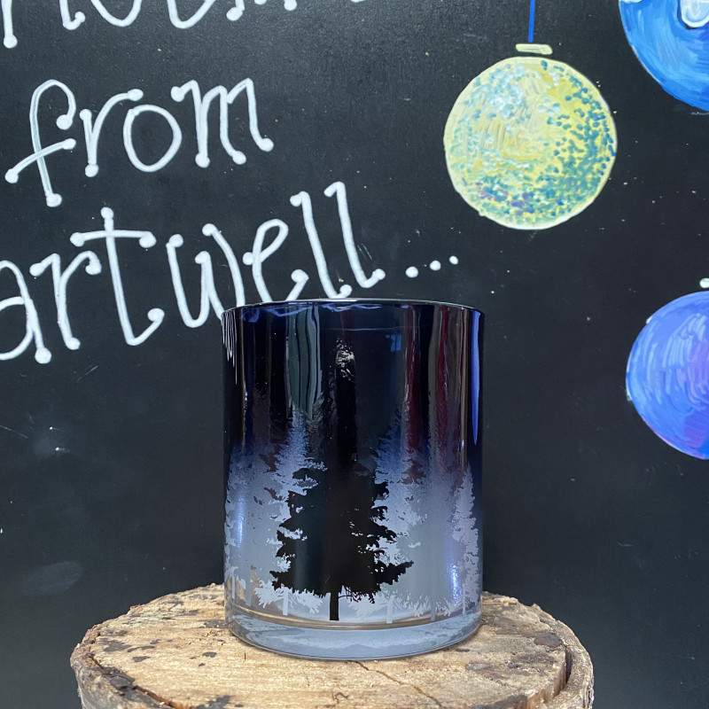 Christmas Tea Light Holder with Trees- 10cm photo