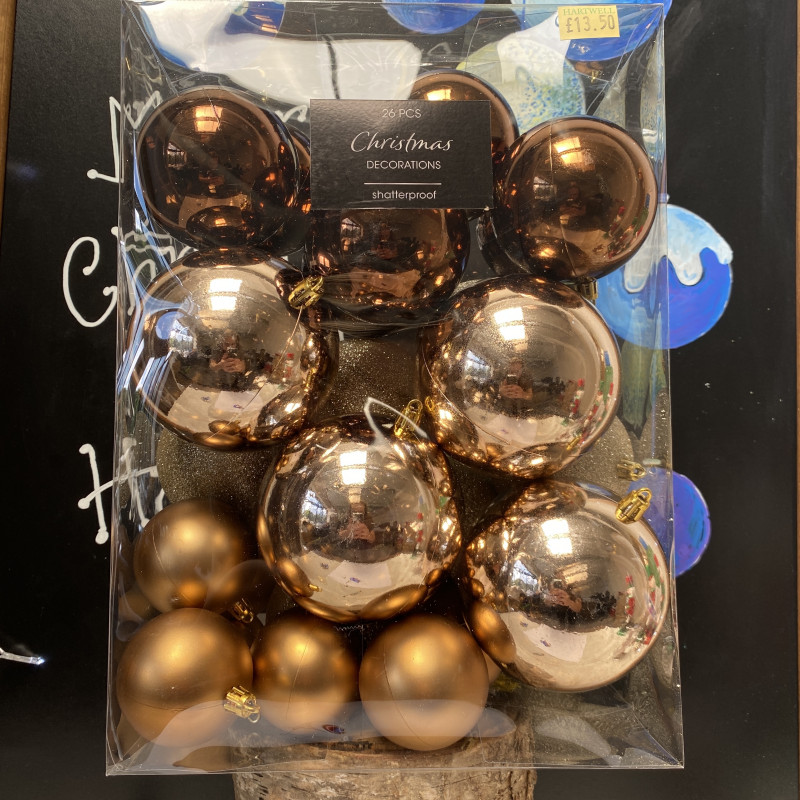 Christmas Bronze Themed Baubles- 26pcs photo