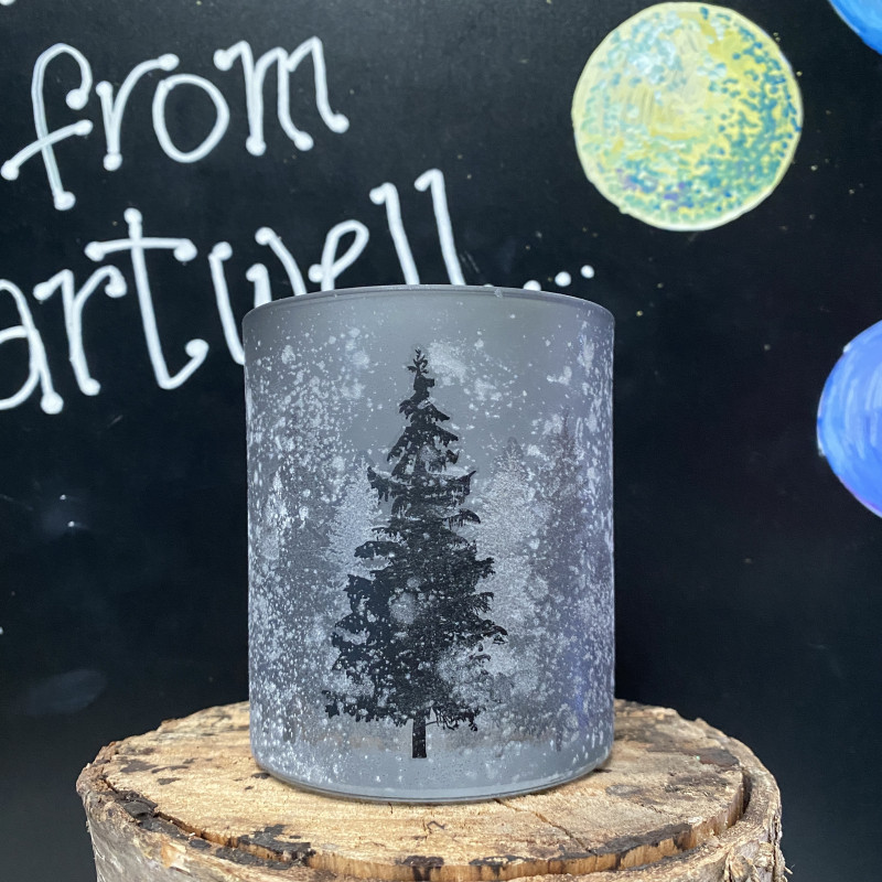 Christmas Tea Light Holder with Trees- 10cm photo