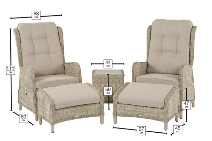 Chedworth Sandstone Recliner Set with 2 Footstools & Ceramic Top Side Table photo