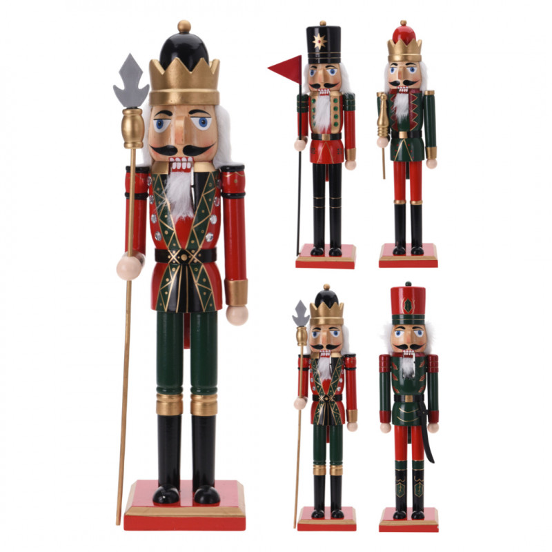 Wooden Glittery Nutcracker 50cm 4 ASS