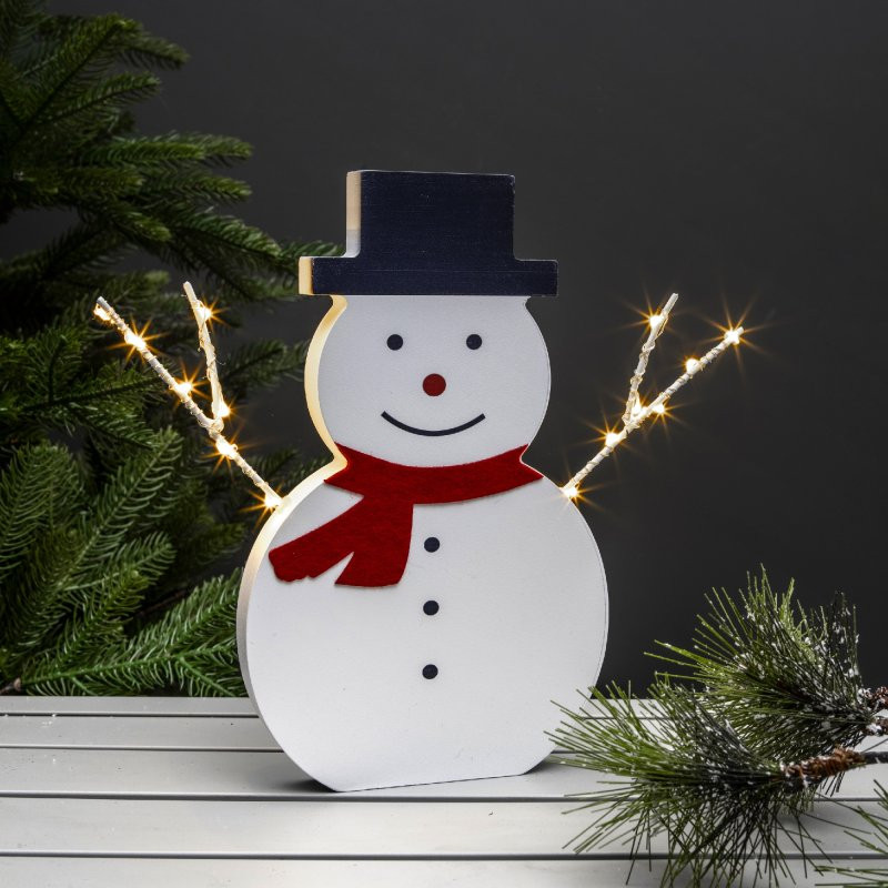 30CM WOODEN SNOWMAN