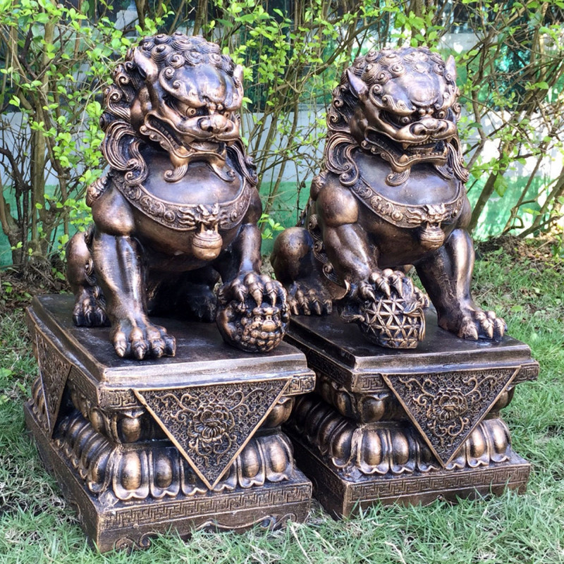 Enigma Statues Temple Dog Pair