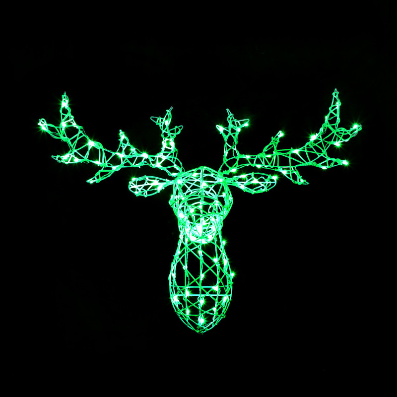 80CM WOBURN STAG HEAD 100 LEDS WHITE RATTAN COLOUR CHANGEABLE photo