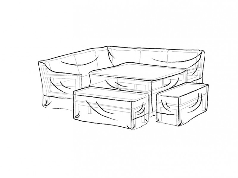 Aluminium Square Corner Sofa with Dual Height Table & 2 Benches Set Covers - Portofino / La Rochelle photo