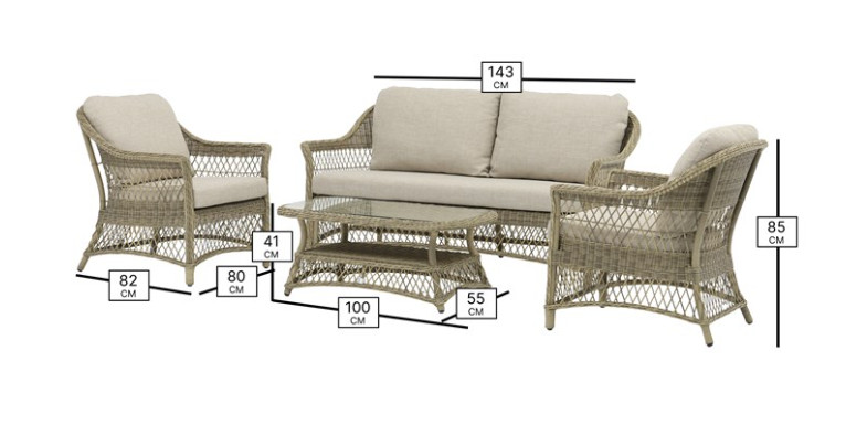 Rosemoor 2 Seat Sofa with 2 Sofa Chairs & Rectangle Coffee Table photo
