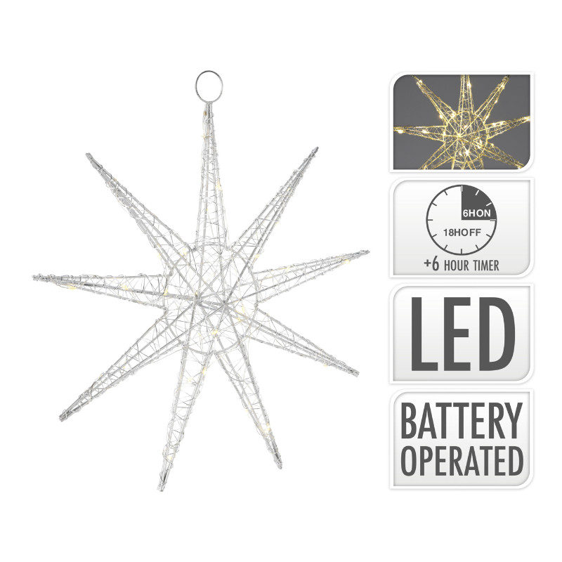 Xmas Star Hanging Decoration 30 Micro Warm White LEDS 30x30CM- Prices Coming Soon photo