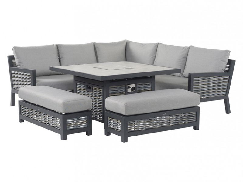 Portofino Sofa Set with Square Firepit Table and 2 Benches photo