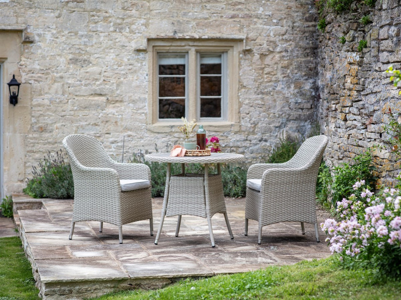 Tetbury Nutmeg Rattan 2 Seat Round Bistro Set with Tree-Free Top