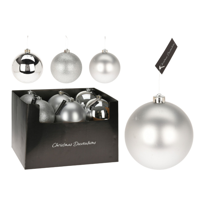 Xmas Ball 3ASS Shiny, Matt or Glitter Silver 140mm- Prices Coming Soon