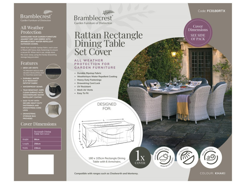 Rectangle 180 x 105cm Firepit Table Set Cover photo