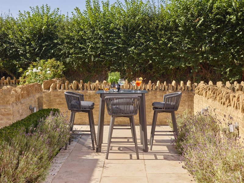 Palermo Anthracite Square Bar Table with 4 Bar Chairs