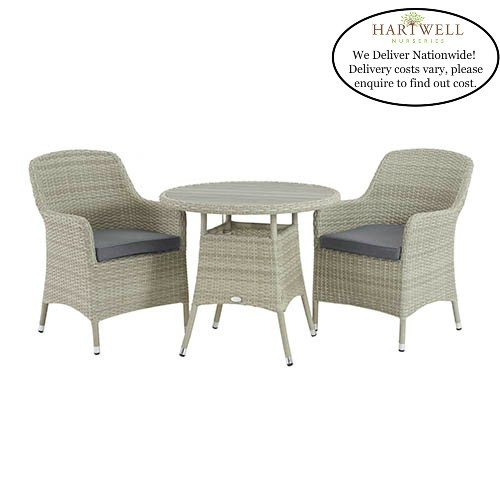 Tetbury Cloud 80cm Round Bistro Table with Tree Free Top & 2 Armchairs with Eco Cushions photo
