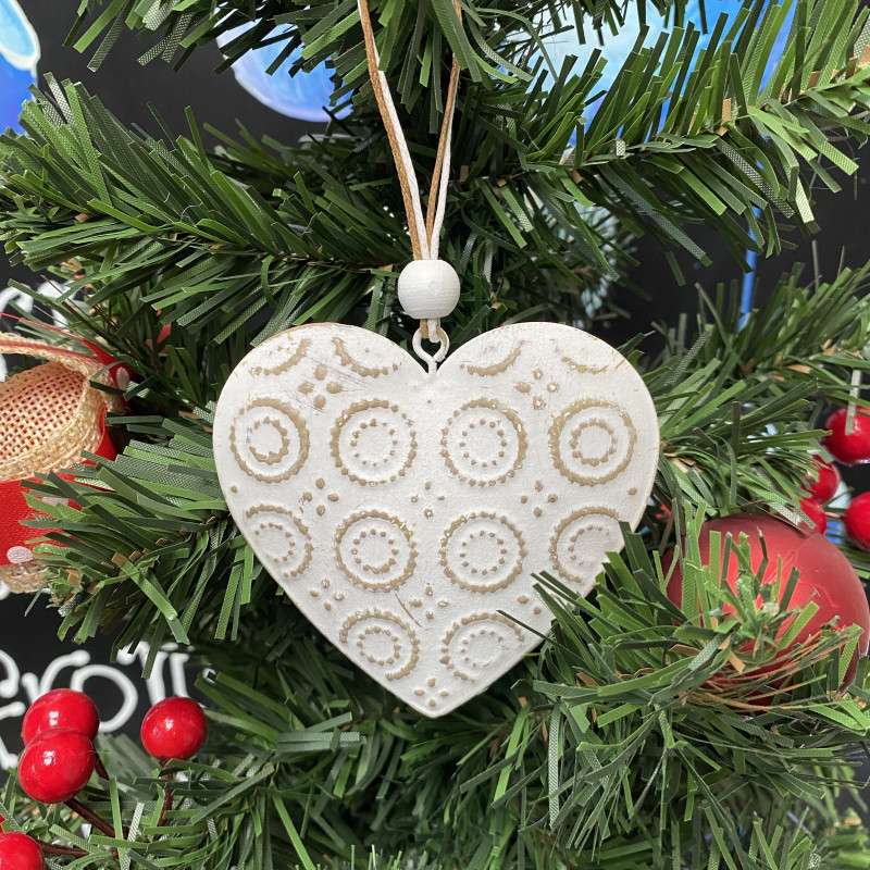 Christmas Patterned Heart Tree Decoration photo