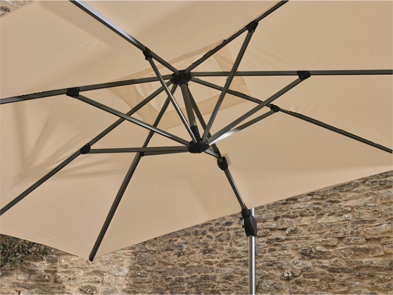 Chichester 3m Square Parasol with Granite Base and Cover- Sand - Low Stock photo