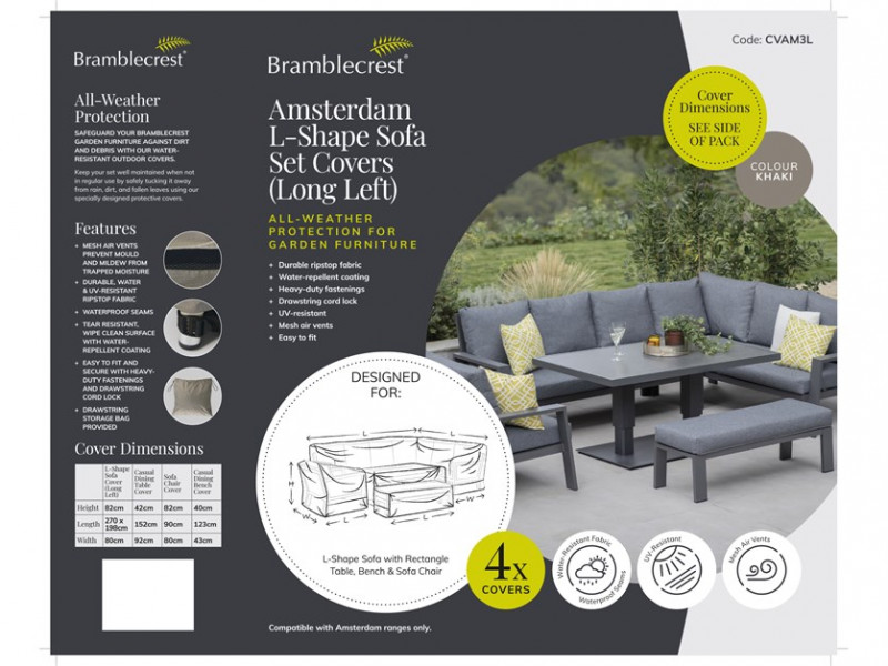 Amsterdam L Shape Sofa Set Covers - Long Left