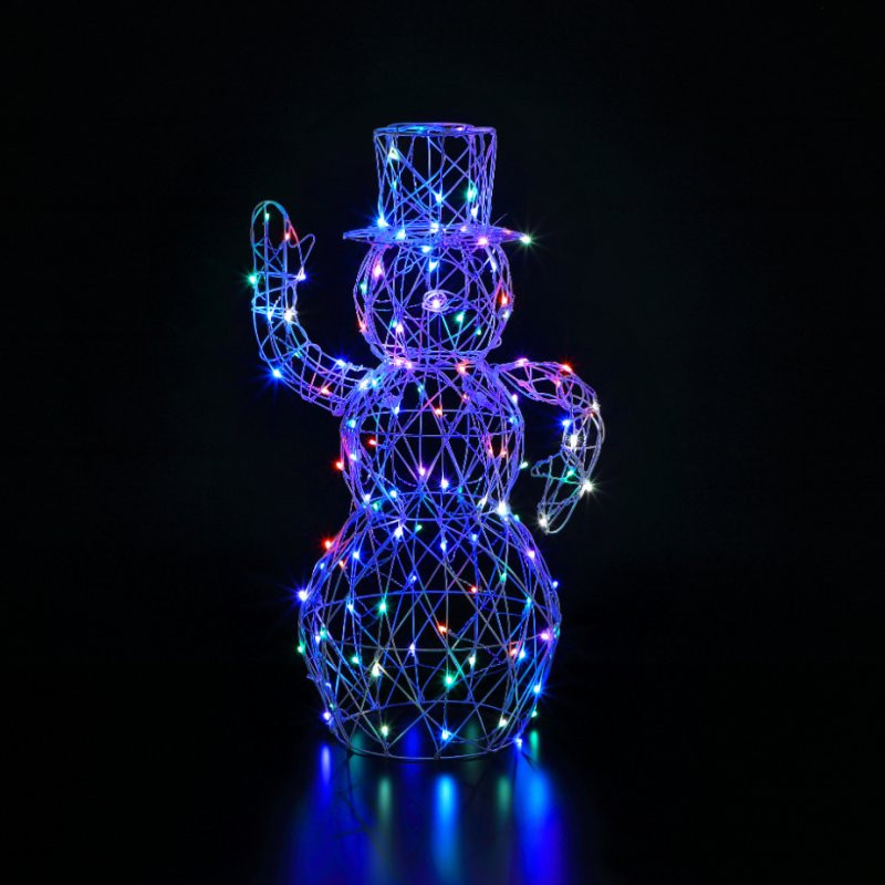 1M DICKENSIAN SNOWMAN 120 LEDS WHITE RATTAN COLOUR CHANGEABLE photo