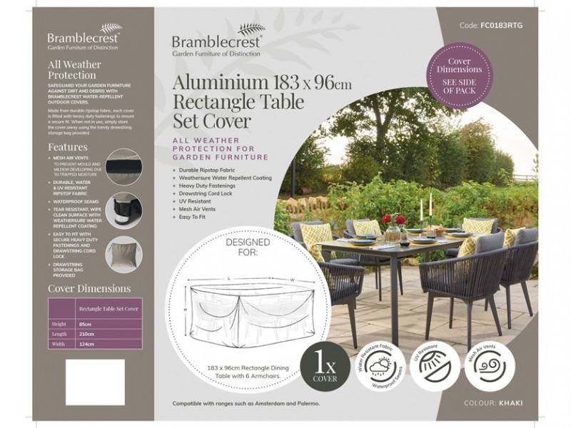 Aluminium 183 X 96cm Rectangle Table Set Cover