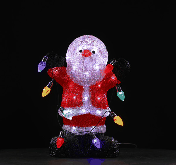 35CM ACRYLIC SANTA WITH STRING LIGHTS photo