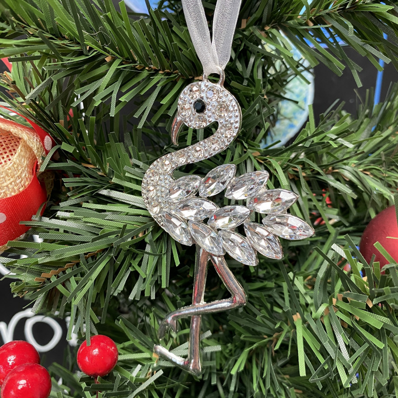Christmas Gem Flamingo Tree Decoration photo