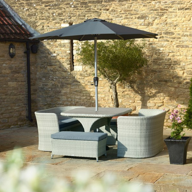 Tetbury Cloud 8 Seater Balcony Set with Tree-Free Table Top, Parasol & Base