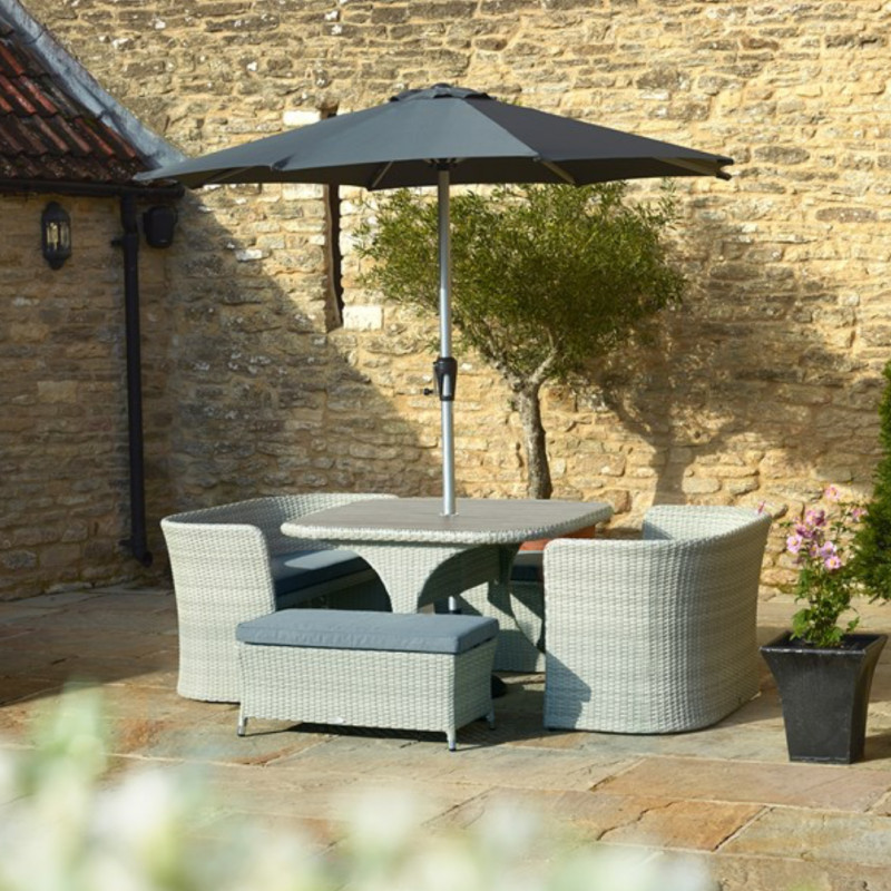 Tetbury Cloud 8 Seater Balcony Set with Tree-Free Table Top, Parasol & Base- Display Only photo