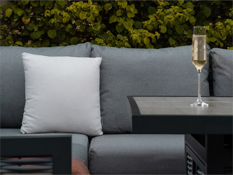 Portofino Wicker L-Shape Sofa with Rectangle Firepit Table, Sofa Chair & Stool photo