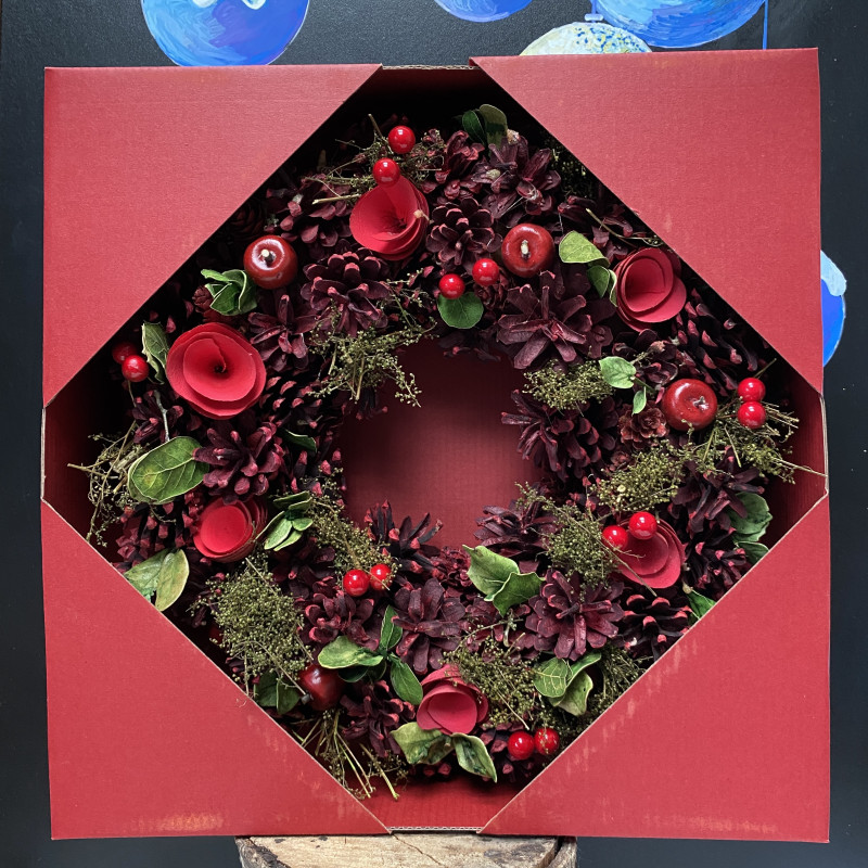 Red Artificial Christmas Wreath photo