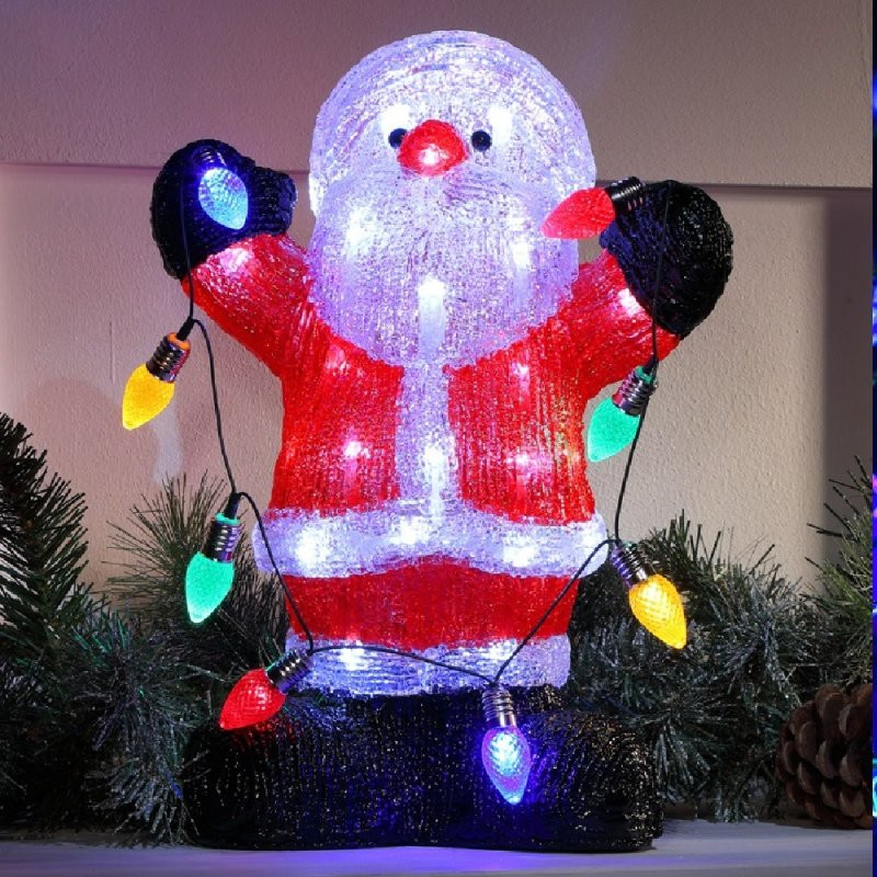 Leisuregrow 35CM ACRYLIC SANTA WITH STRING LIGHTS