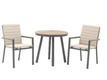 Zurich Round Bistro Table Set with 2 Chairs - Anthracite