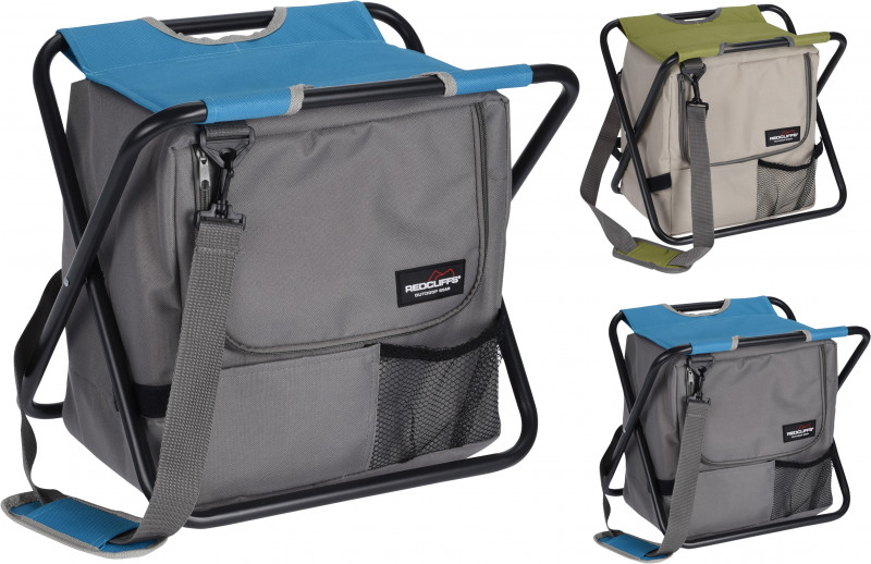 Foldable camping stool with cool bad - Green photo