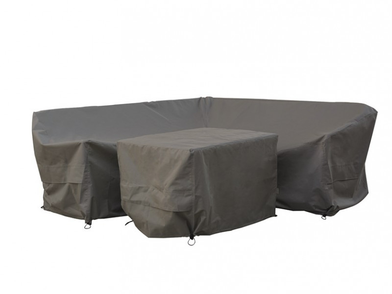 Aluminium Mini Square Corner Sofa with Dual Height Table & 2 Stools Set Covers - Portofino / La Rochelle photo