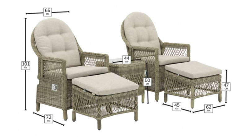 Rosemoor Recliner Set with 2 Footstools & High Coffee Table photo