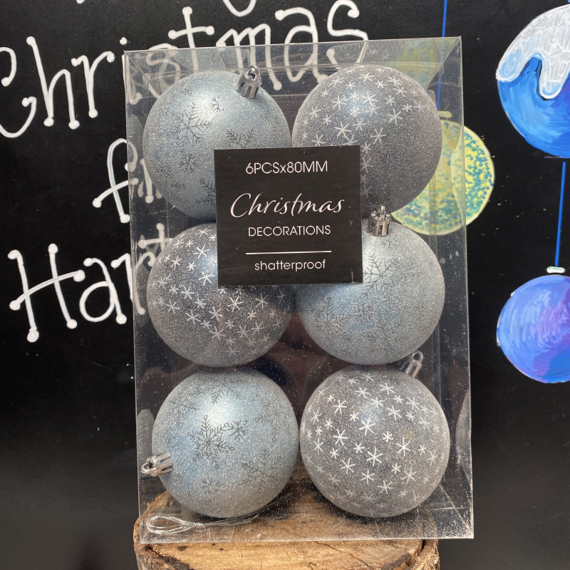 Christmas Blue Baubles- 6pcs photo
