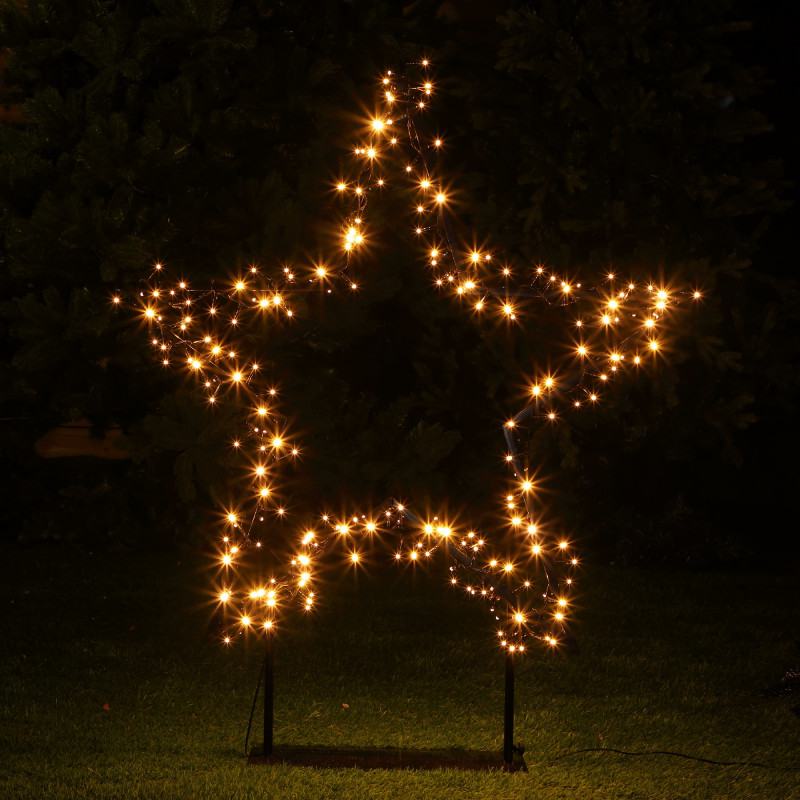 Leisuregrow 90CM BLACK METAL STAR WITH WARM WHITE LEDS