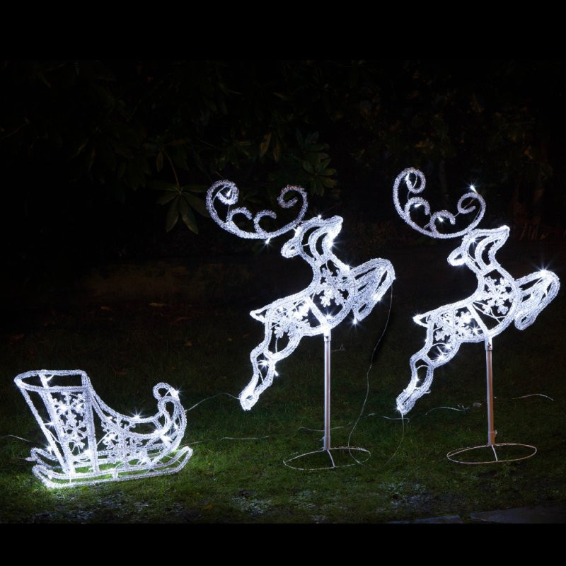 Leisuregrow 96CM TWO REINDEER SLEIGH 90 LEDS SPUN ACRYLIC