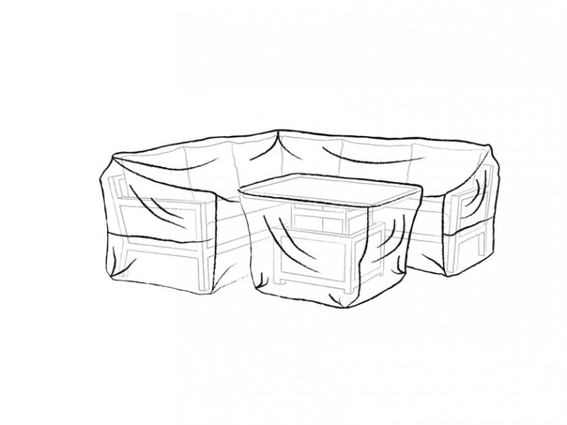 Aluminium Mini Square Corner Sofa with Dual Height Table & 2 Stools Set Covers - Portofino / La Rochelle photo