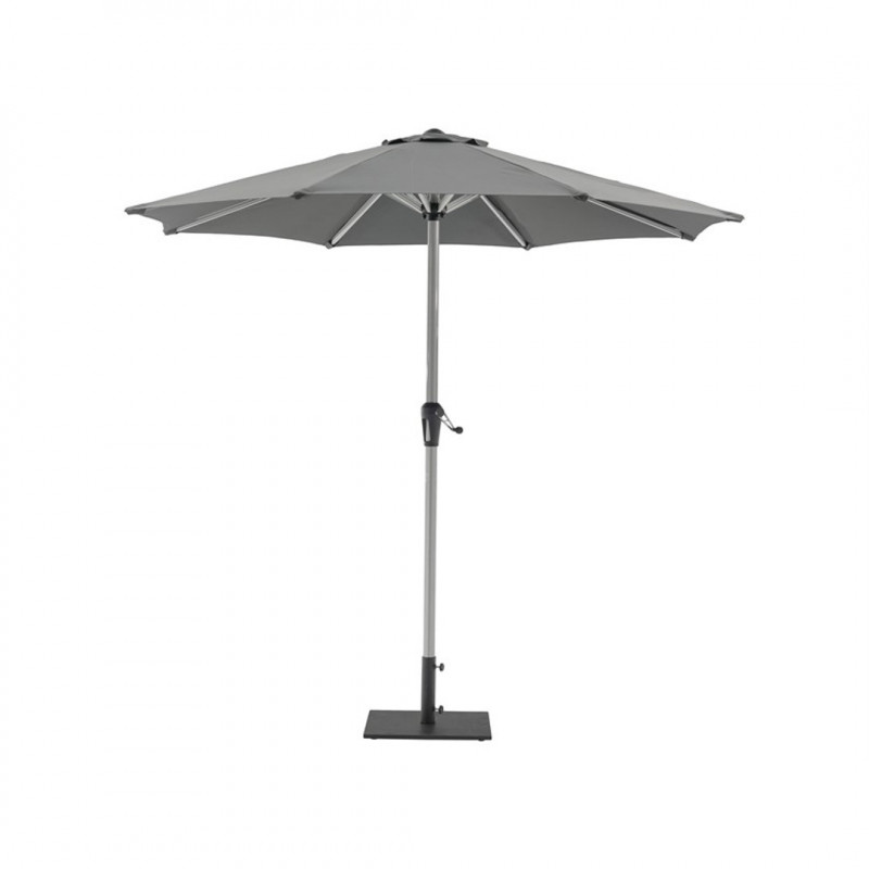 Bramblecrest Brushed Aluminium 2.5m Round Crank Handle Parasol - Grey