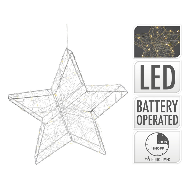 Xmas Standing Star 30 Micro Warm White LEDS 30x30CM photo