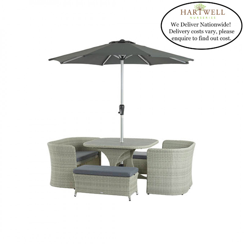 Tetbury Cloud 8 Seater Balcony Set with Tree-Free Table Top, Parasol & Base photo