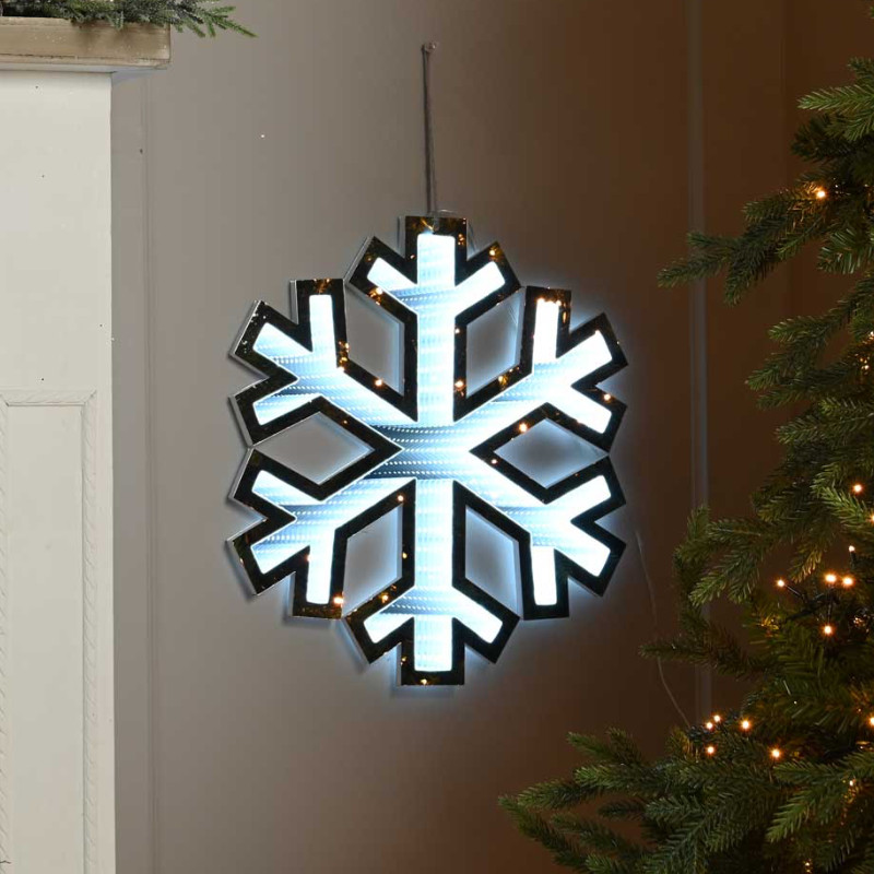 Festive 40CM HANGING SNOWFLAKE INFINITY LIGHT