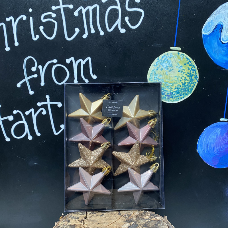 Christmas Star Tree Decorations - 8PCS Gold photo