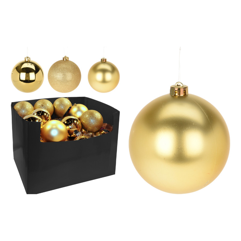 Koopman International  Xmas Ball 3ASS Shiny, Matt or Glitter Gold 120mm- Prices Coming Soon