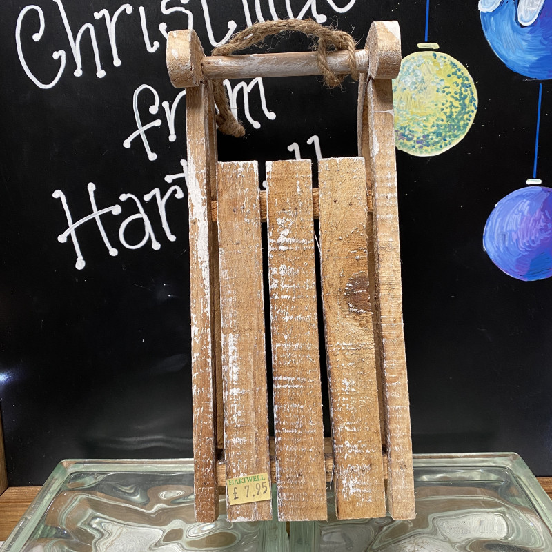 Christmas Wooden Sledge Decoration photo